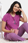 Zivame Desi Drama Knit Cotton Pyjama Set - Begonia Pink — thumbnail 1
